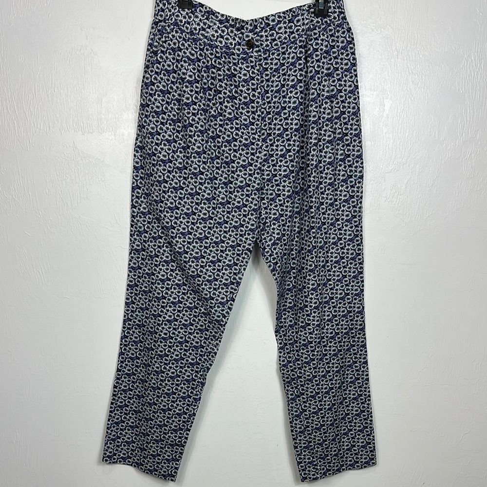 Monoprix Femme Geo Pattern Linen Blend High Rise Pants Size 14